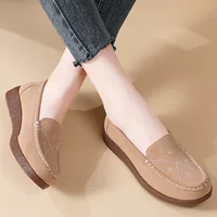 Женские кожаные лодочки на slip-on, мягкая подошва, удобная повседневная обувь для мам среднего возраста