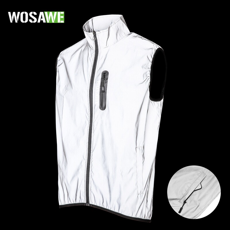 Wosawe Road Cycling Fully Reflective Vest Cycling Clothing Windproof and Water-Repellent Sleeveless Vest Windbreaker Jacket Wosawe Road Cycling Fully Reflective Vest Cycling Clothing Windproof and Water-Repellent Sleeveless Vest Windbreaker Jacket