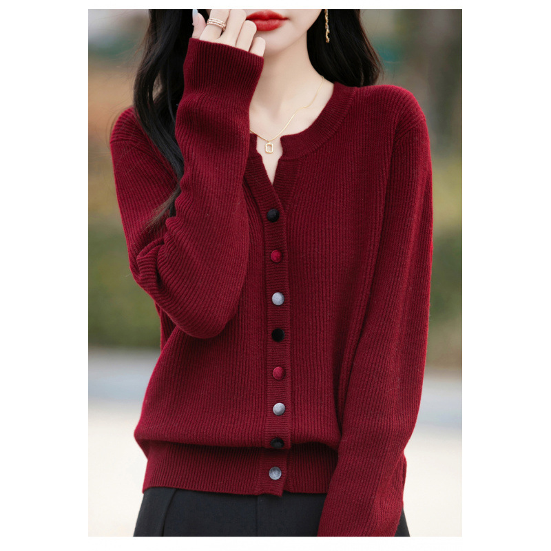 Suéter de cuello en V de hebilla de color exquisito Cardigan para mujeres 2025 único super hermoso nuevo chaqueta de punto de primavera image 8