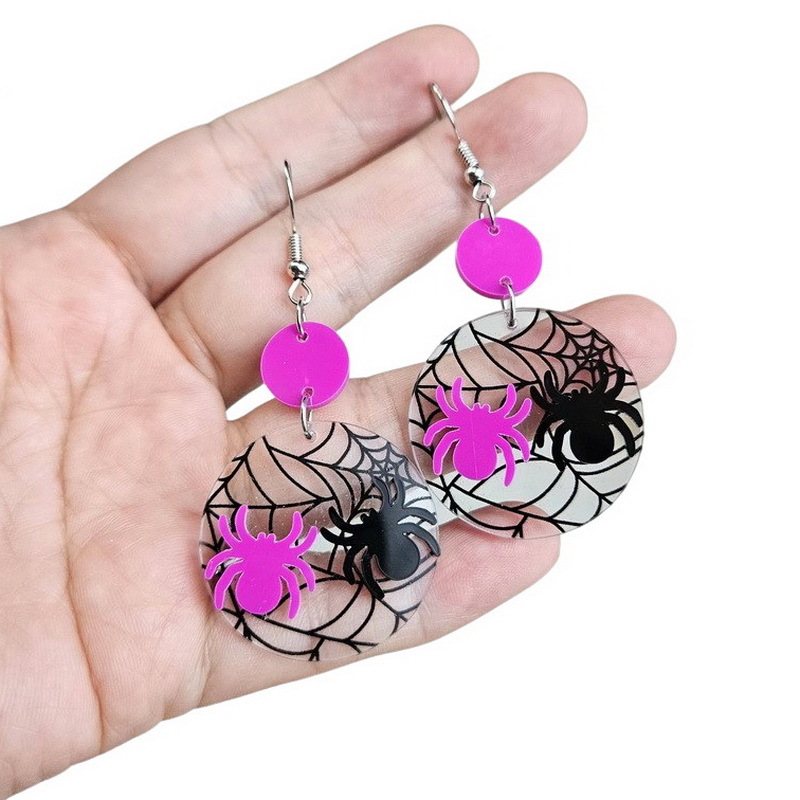 Arylic Material Halloween Festival 1 Pair Halloween Simple Style Spider Printing Arylic Drop Earrings