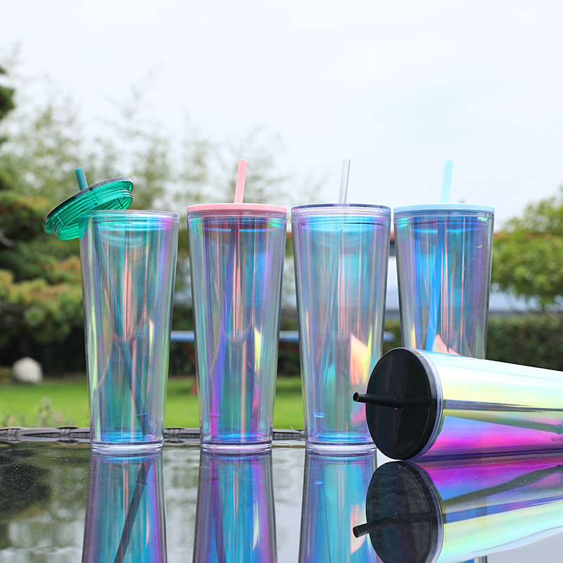 Taza de plástico transparente de gran capacidad con paja de alto valor facial para bebidas domésticas femeninas taza de jugo de fruta taza de agua creativa