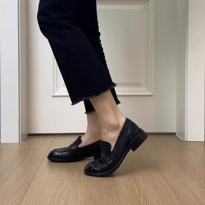 2025秋季新款超软百搭英伦小皮鞋复古一脚蹬乐福鞋浅口单鞋女|undefined