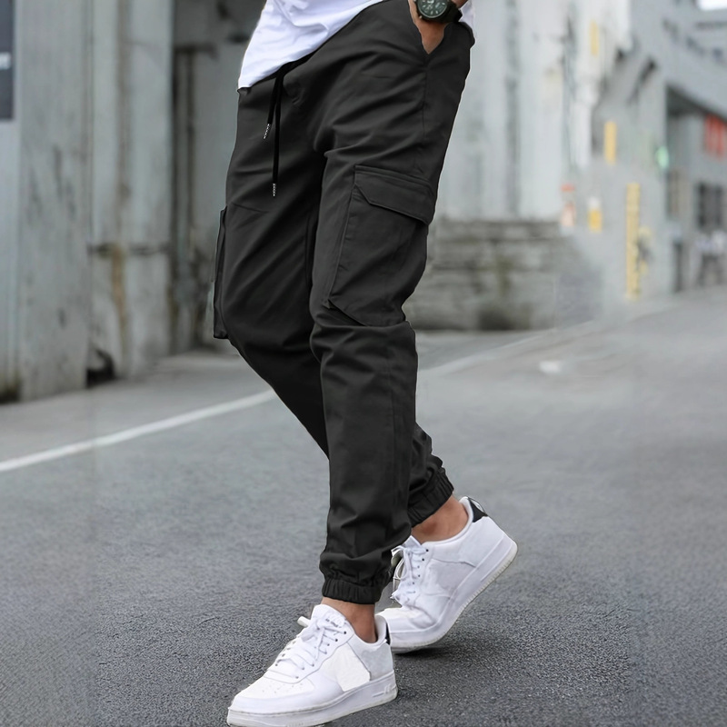 Men's Casual Cargo Jogger Pants Workout Jogging Stretch Sweatpants Hiking Drawstring Tactical Pants with Multi Pockets
