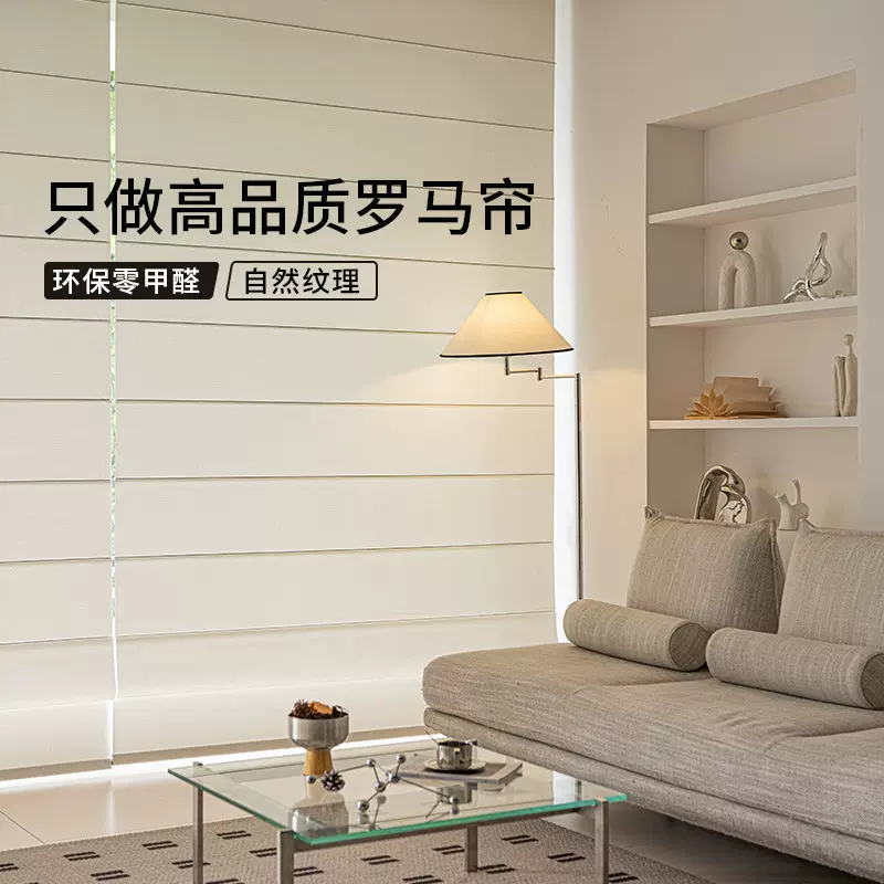轻奢高级感现代法式罗马窗帘民宿酒店卷帘客厅办公室卷拉式罗马帘