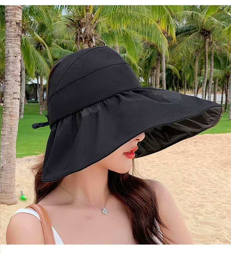Wide Brim Sun Visor Hat For Women Foldable Uv Face Shielding_voghion.com