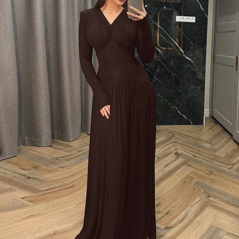 Hot-Selling Women's Fashion 2025 Summer New Fashionable Elegant Slim Waist Long Sleeve Dress Wholesale_ecoleips.com