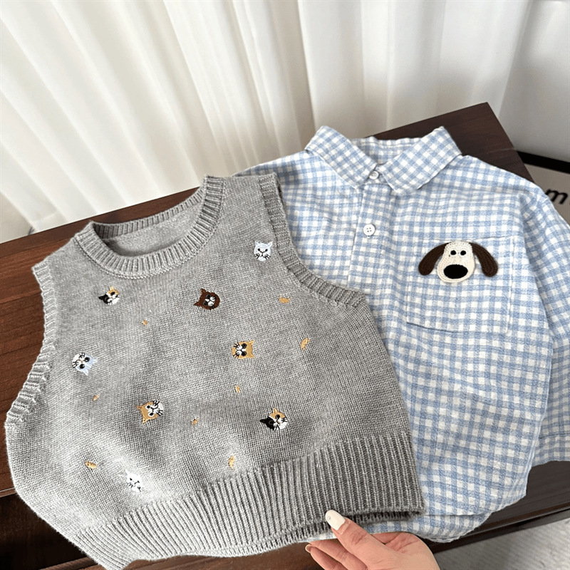 Autumn cartoon blue colored vest for boys