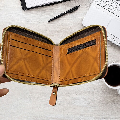 Men's Wallet Retro Heat Pressed US Dollar PU Wallet Men's Zipper Short Wallet