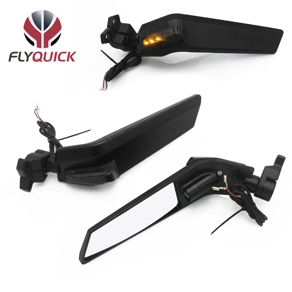 Motorcycle imitation race fixed wind wing with light universal modified rear view mirror mirror rear view mirror
