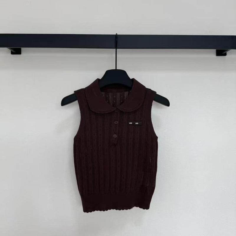 Nanyou Women's Clothing M Brand 26 Summer New College Style Doll Collar Knitted Sleeveless Vest Polo Collar Sleeveless Top Nanyou Women's Clothing M Brand 26 Summer New College Style Doll Collar Knitted Sleeveless Vest Polo Collar Sleeveless Top