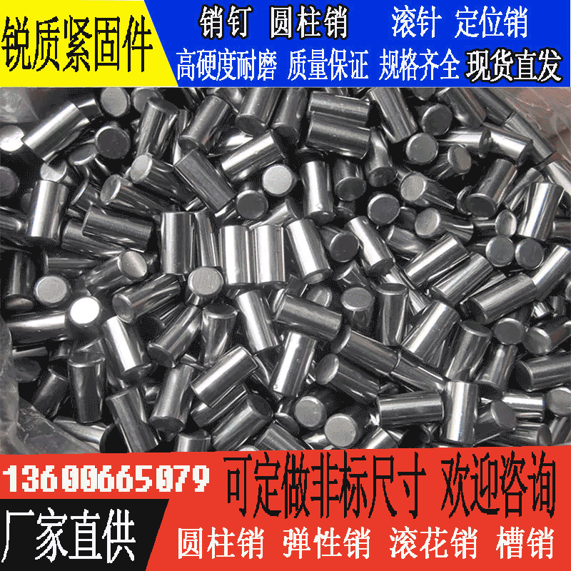 厂家304不锈钢圆柱销轴实心销子固定销钉滚针定位销做非标圆柱销