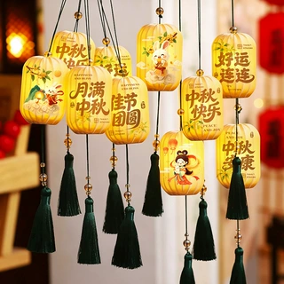 中秋节小灯笼挂饰树上发光迷你红色挂件手工diy绿植场景布置装饰