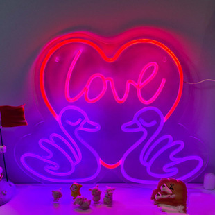 Love Swan Neon Light Cross-Border E-Commerce Labeling Luminous Light Sign Pattern Atmosphere Decorative Light Sign