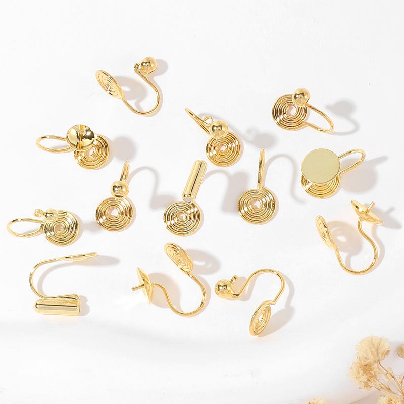Color-preserving 18K real gold mosquito-repellent incense plate ear clip converter DIY handmade accessories painless earring ear clip A28 Color-preserving 18K real gold mosquito-repellent incense plate ear clip converter DIY handmade accessories painless earring ear clip A28