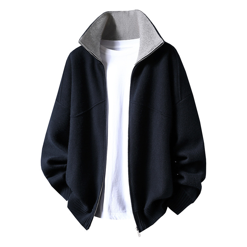 Explosiones transfronterizas europeas camisas de punto de tamaño grande suéter hombre polo camisa con la solapa cardigan chaqueta de negocios fábrica de tendencia mayorista