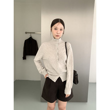 MMC高领针织开衫女十三行秋冬新款韩系宽松慵懒高级感100羊毛毛衣