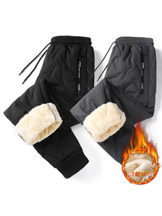 Winter Youth Lamb Fleece Pants Men's fleece-lined Thickened Casual Pants Sweatpants Wearing Cold-proof Warm Sports Pants for Men