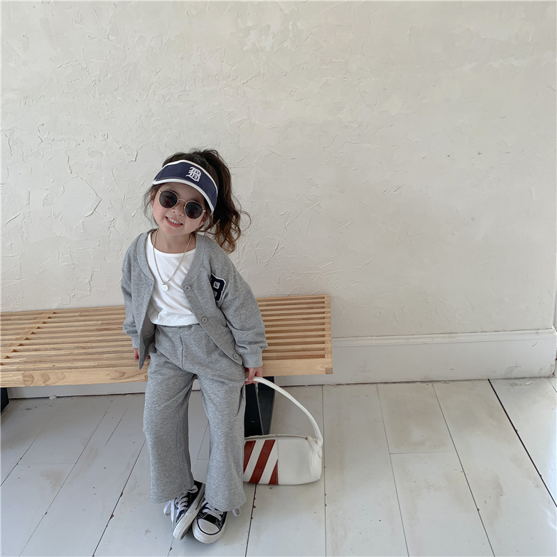 Korean Children's Casual 2023 Autumn New Product Baby Fashionable Sports Two Piece Set for Boys and Girls Fashion_voghion.com