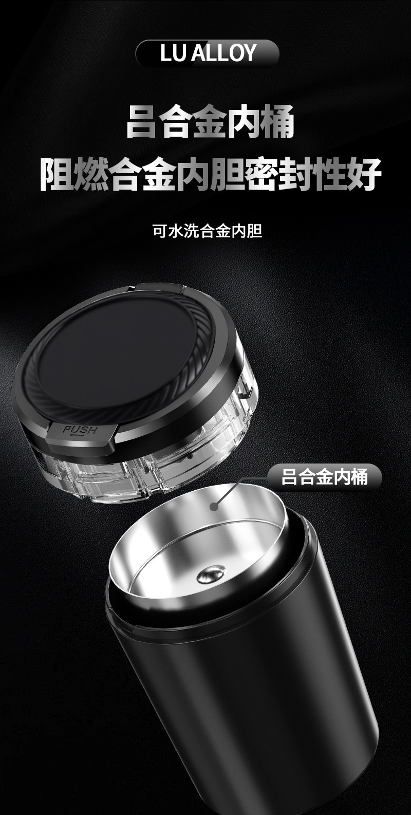 Car Ashtray Creative Transparent Water Tank Quick Smoke Extence Car Smoking Artifact One Button Open Cover Car Ashtray