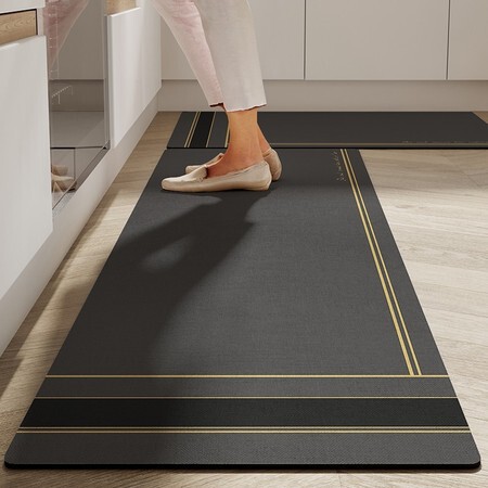 Light Luxury High-End Kitchen Crystal Velvet Floor Mat, Household Water-Absorbent Non-Slip Foot Mat, Wear-Resistant, Dirt-Resistant, Easy-Care, Quick-Drying Floor Mat