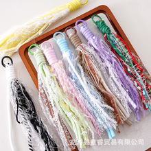 合金钥匙圈涤纶蕾丝花边毛绒流苏挂件 手工diy钥匙扣饰品材料配件