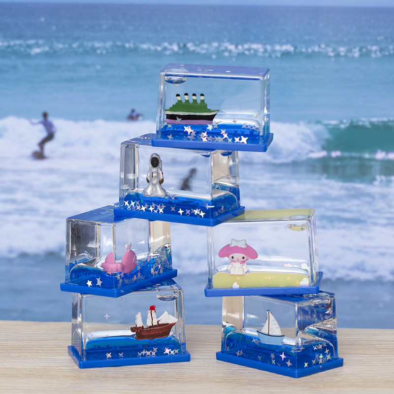 cartoon mini small rectangular liquid hourglass oil drops children‘s toy holiday gift table decoration small ornaments wholesale