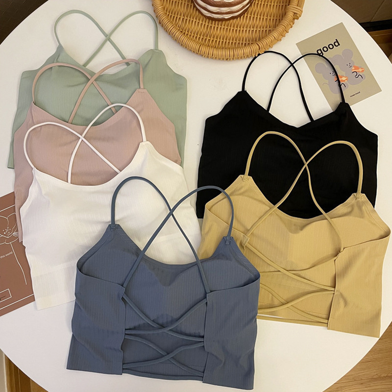 Summer New Ice Silk Cross Wrap Chest Sexy Spice Girls Navel Small Sling Big Backless Outer Wear Inner Tube Summer New Ice Silk Cross Wrap Chest Sexy Spice Girls Navel Small Sling Big Backless Outer Wear Inner Tube