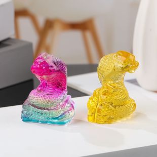 Year of the Snake New Products Wholesale Glazed Snake Ornaments Zodiac Animal Crystal Snake Small Ornaments Living Room Desktop Home