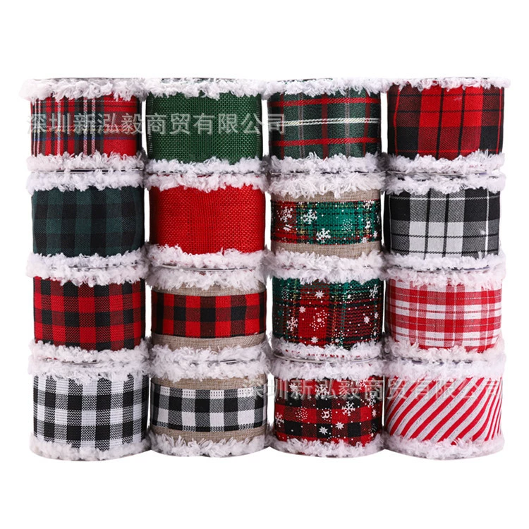 [Factory Outlet] Лента Hongyi Рождественский шелковый пояс Край Пояс Украшение дома Плюшевый пояс Аксессуары для рождественской елки