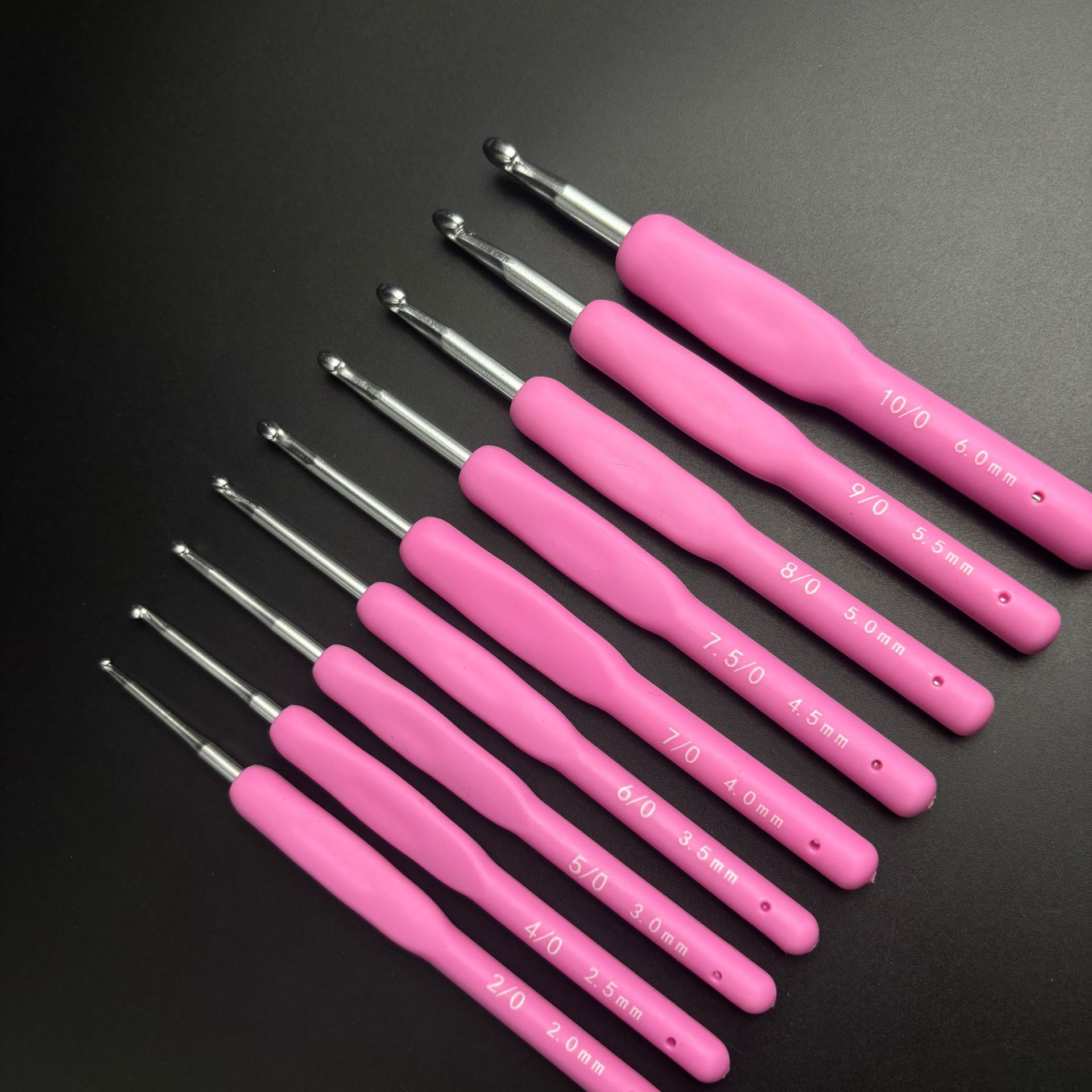 Fabricante rosa mango suave hilo de ganchillo tejido de ganchillo de una sola cabeza sólido TPR hilo de ganchillo sombrero muñeca gancho puntada