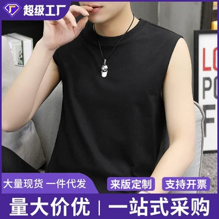 跨境夏季男士背心跨栏运动健身夏天汗衫男装无袖体恤潮流短袖t恤