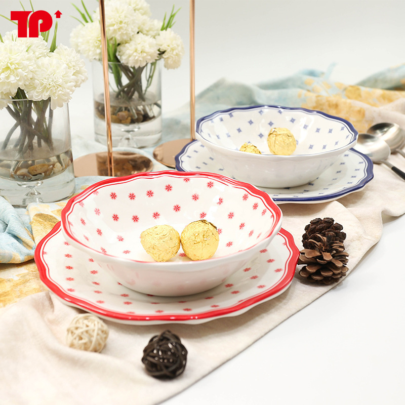 Melamine tableware South Korea ins creative salad plate bowl salad fruit bowl irregular wavy edge plate household tableware