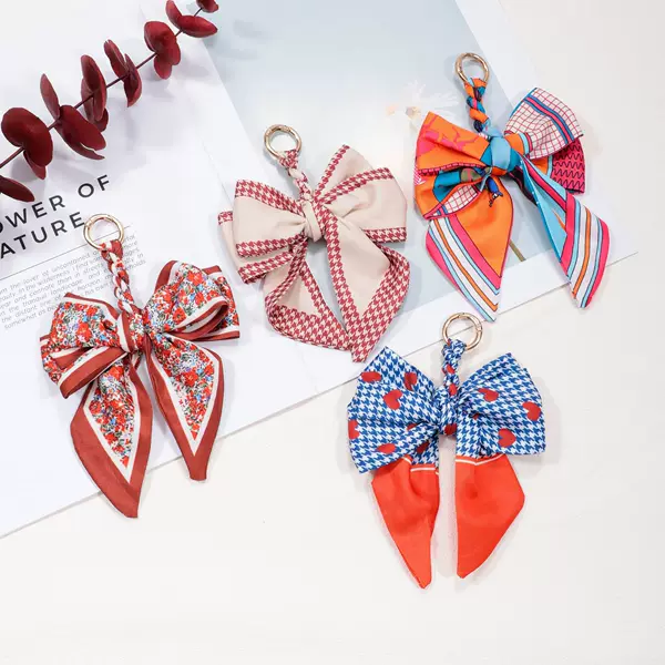 Versatile Bag Accessories, Hand-Woven Silk Scarf Bow, Sweet Bag Strap, Chain Keychain, Pendant Accessories
