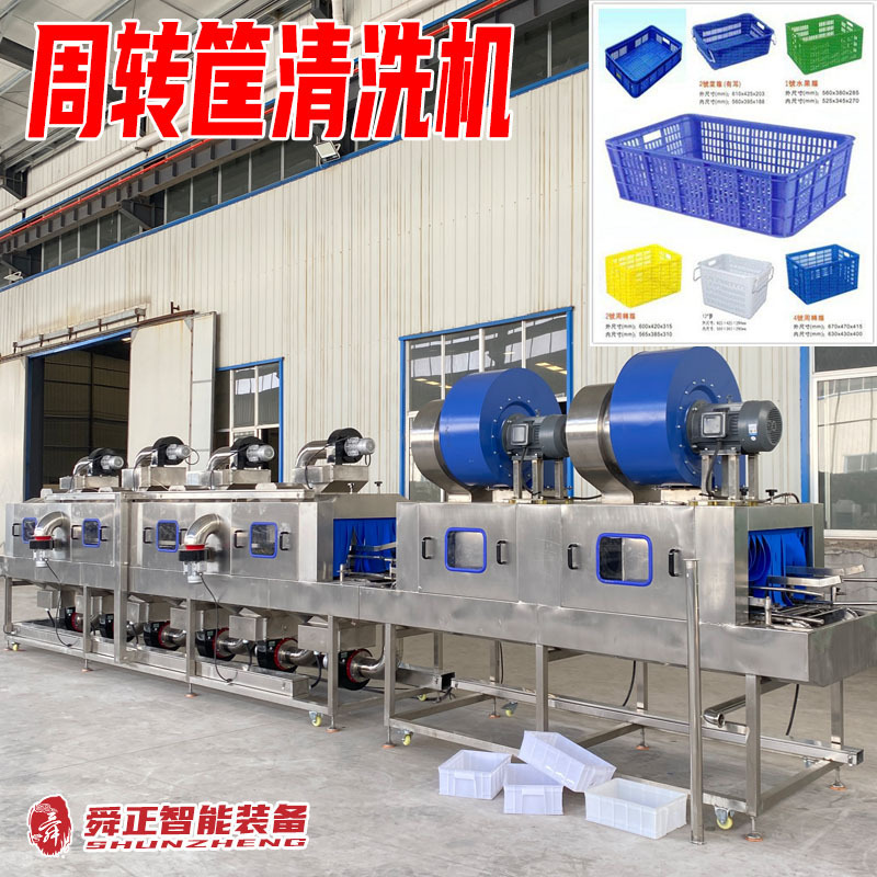 Fully Automatic Basket Washing Machine, Pallet Plastic Basket Cleaning Equipment, Fresh Food Basket Equipment, High-Pressure Spray Turnover Basket Washing Machine