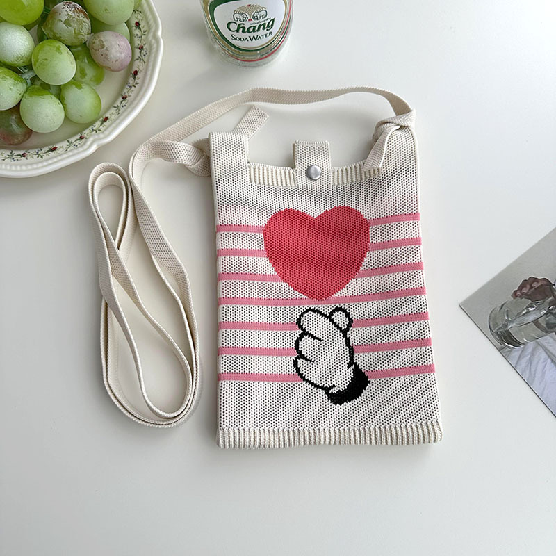 Nuevo diseño de nicho, mini bolso de teléfono móvil de punto de dibujos animados lindo, todo fósforo, pequeño bolso cuadrado de mensajero de viajero portátil pequeño