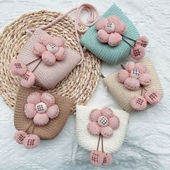 夏の女の子のカバンの携帯電話の斜め掛けの花の草のカバンの編み物のカバンのかわいいミニの海辺のビーチの観光地の卸売り
