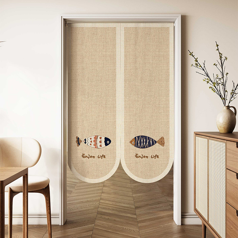✅ Wabi-Sabi Style Irregular-Shaped Door Curtain for Room, Bedroom, Bathroom, Kitchen Partition, Non-Drilling Hanging Curtain, Half Curtain