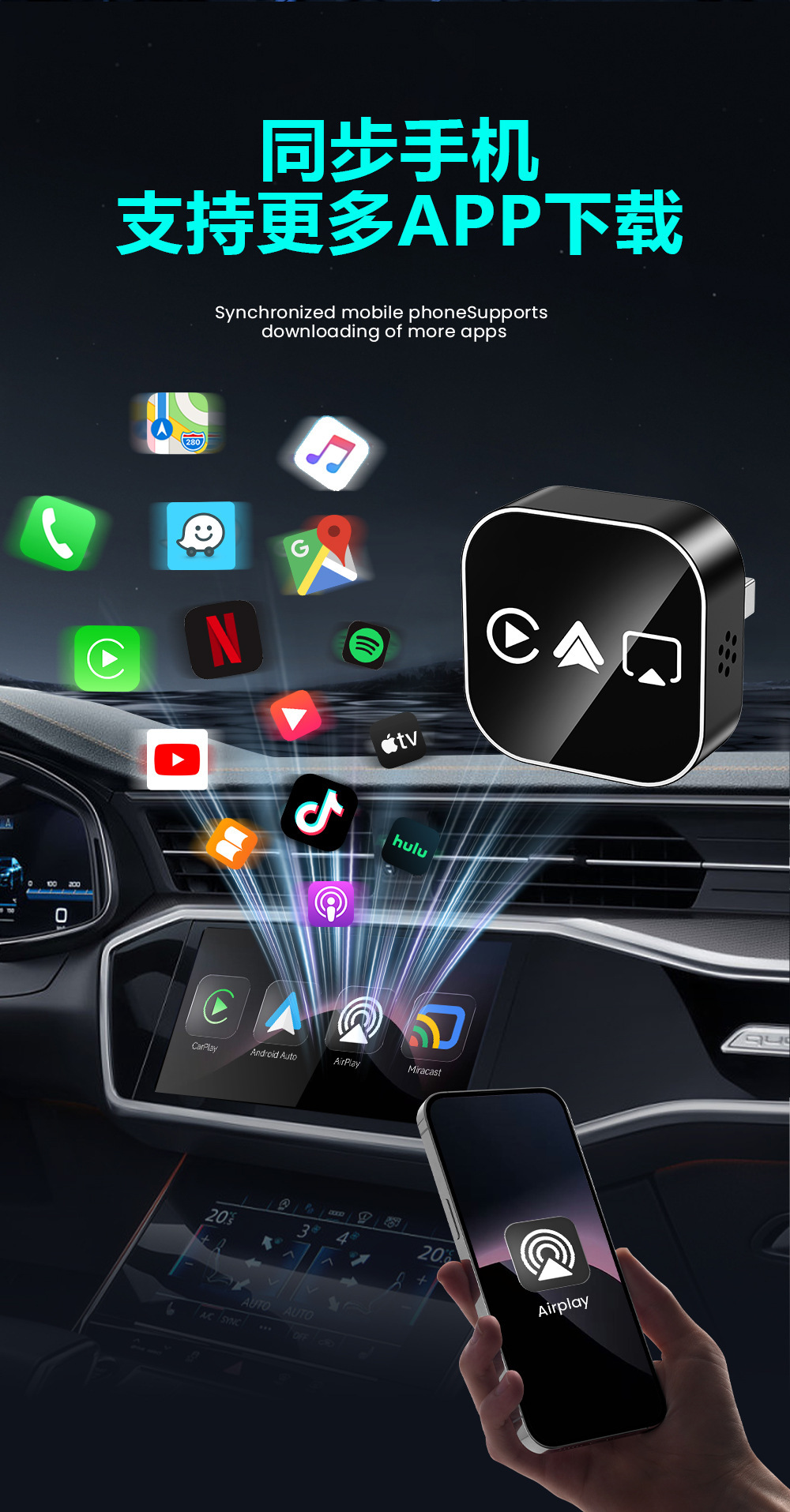 Cross-Border Four-In-One Interconnection Box Apple Mirror Screen Projection Car-Machine Interconnection Module Smart Carplay Box