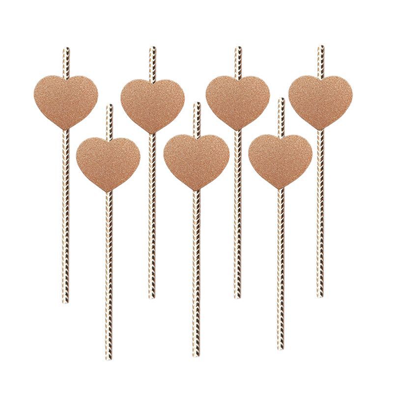 Pajita de papel de fiesta transfronteriza Tarjeta de amor de boda de San Valentín Postre degradable desechable Pajita decorativa de té con leche