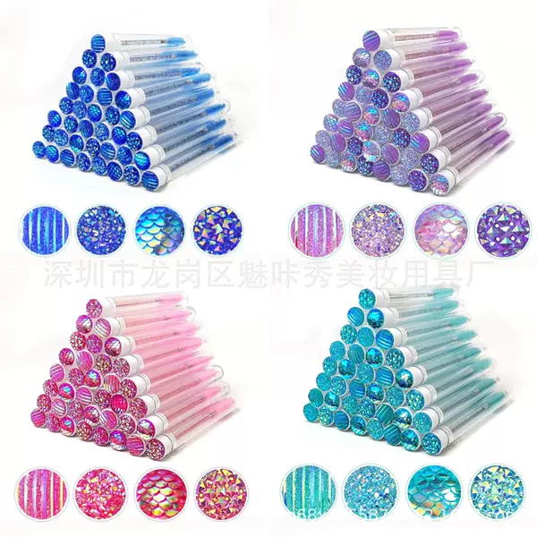 Wholesale Disposable Test Tube Crystal Rod Eyelash Brush Striped Drill Multicolor Optional Portable Cylinder Makeup Brush