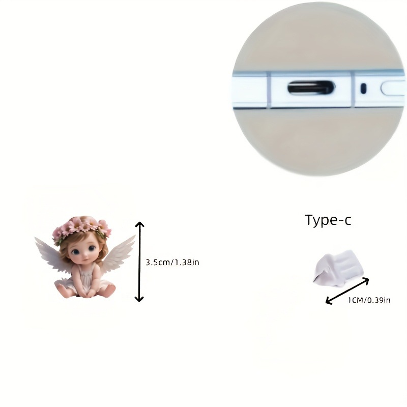 Transfronterizo nuevo acrílico plano ángel niña acrílico teléfono móvil tapón antipolvo