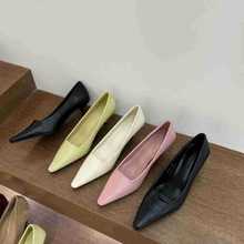 法式气质浅口尖头纯色高跟鞋女鞋子晚晚风温柔鞋百搭通勤细跟单鞋