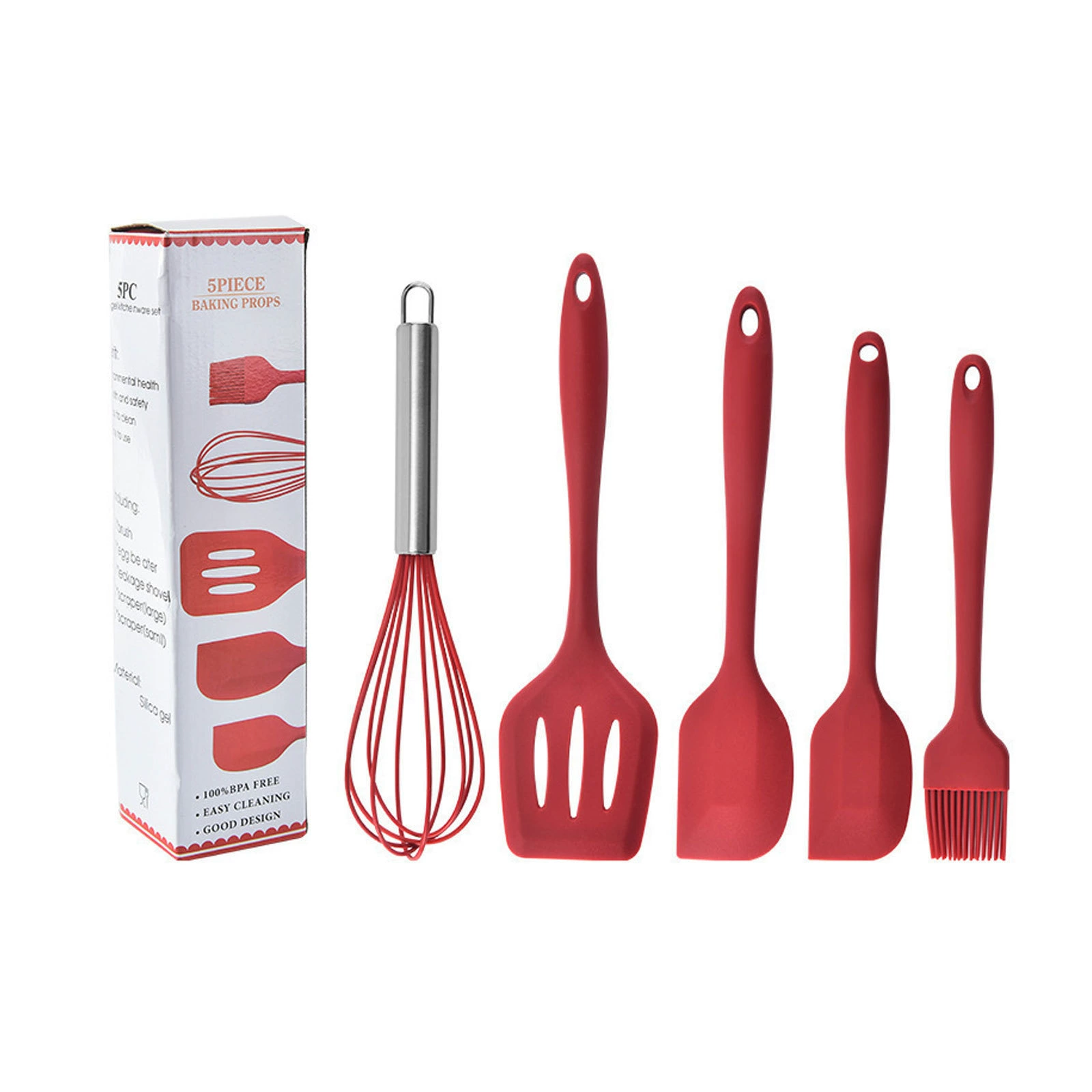 direct sales five-piece set household kitchen utensils scraper oil brush egg whisk kitchen high temperature resistant non-stick pan baking set