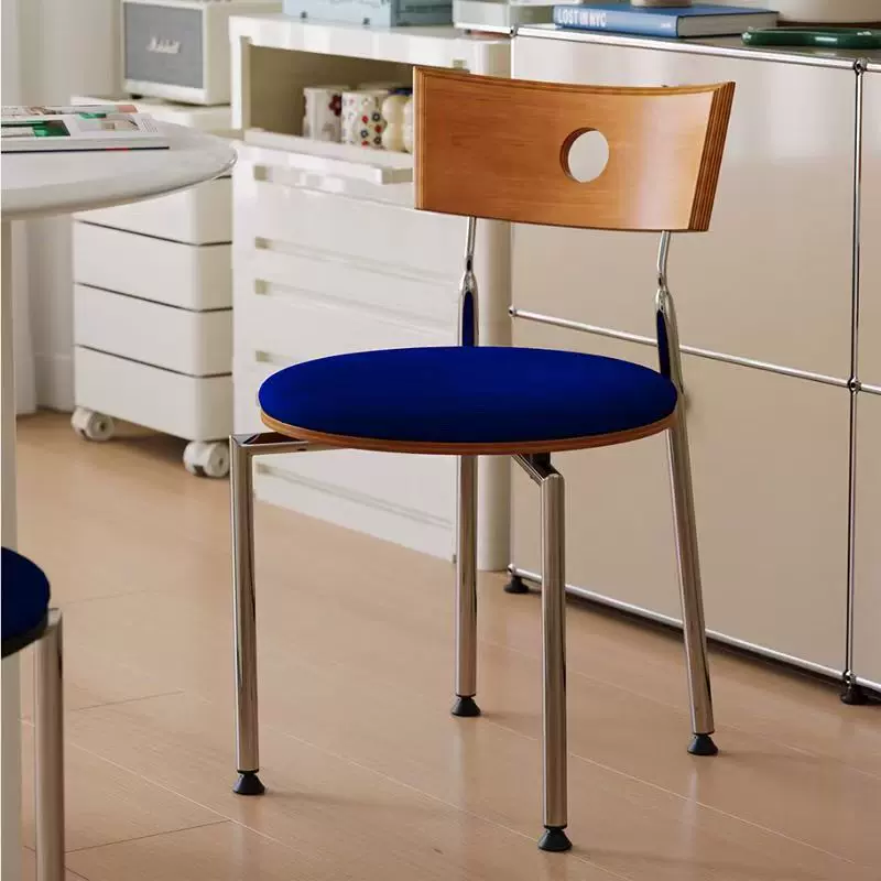 法式中古实木餐椅家用复古靠背椅北欧贝格椅跨境简约休闲化妆椅子