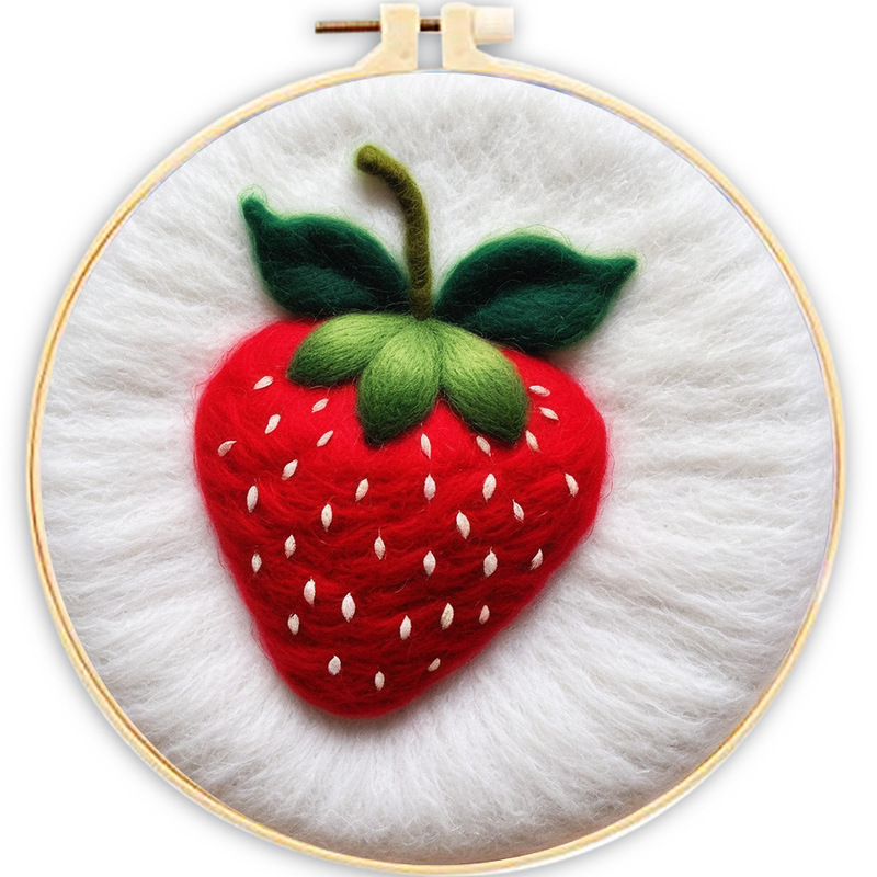 Handmade material bag fruit cute wholesale wool embroidery embroidery stretch wool embroidery accessories accessories strawberry felt painting