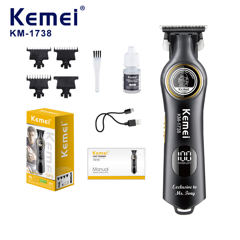 Cortadora de pelo Kemei para uso doméstico KM-1738, recortadora eléctrica para peinados con aceite, recortadora de pelo eléctrica profesional para salón.