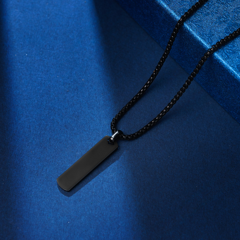 Minimalist Stainless Steel Necklace For Men With Lettering Pendant_voghion.com