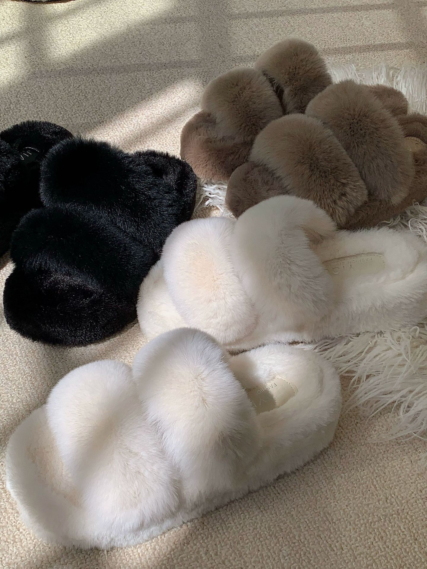 Woman Fleece Closed-Toe Open-Toe Summer Autumn Outdoor Warm Soft Non-Slip Slippers_voghion.com