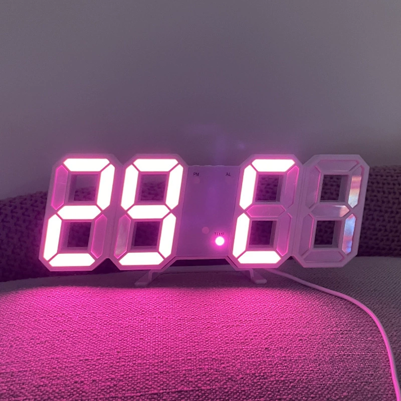2026 Современные простые LED настенные часы USB-подключение внешний источник питания большой цифровой дисплей будильник