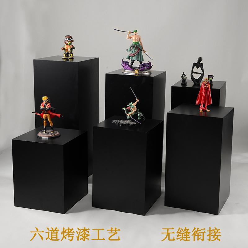黑色烤漆花店展示台艺术橱窗陈列服装店展台摆件增高手办底座d制